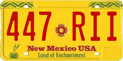 NM license plate 447RII