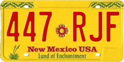 NM license plate 447RJF