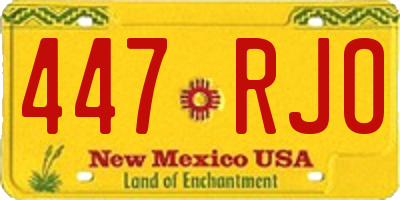 NM license plate 447RJO