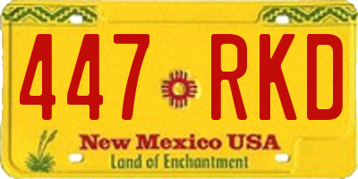 NM license plate 447RKD