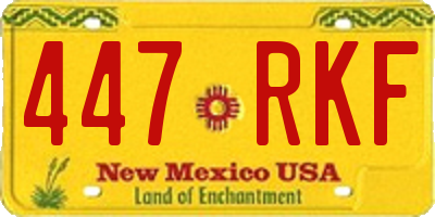 NM license plate 447RKF