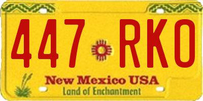 NM license plate 447RKO