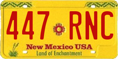 NM license plate 447RNC