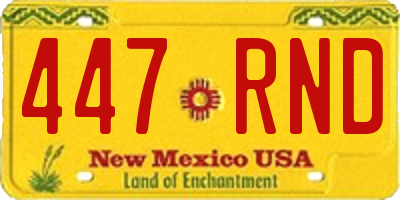 NM license plate 447RND