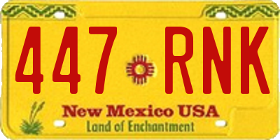 NM license plate 447RNK