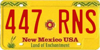 NM license plate 447RNS