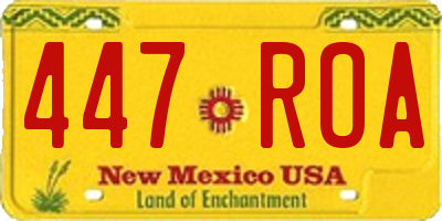 NM license plate 447ROA