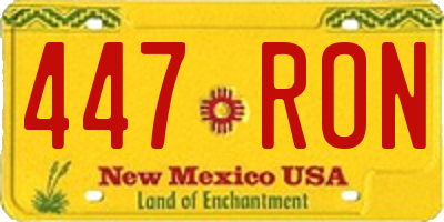 NM license plate 447RON