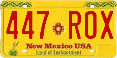 NM license plate 447ROX