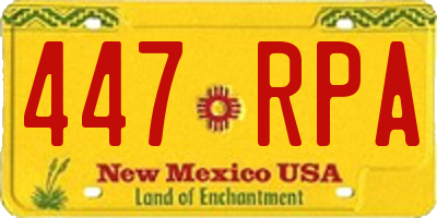 NM license plate 447RPA