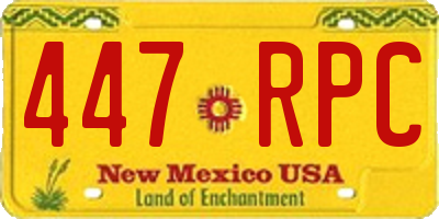 NM license plate 447RPC
