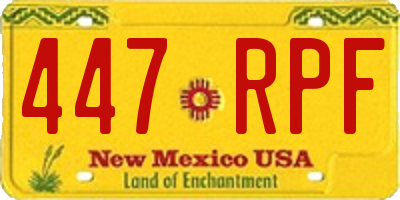 NM license plate 447RPF