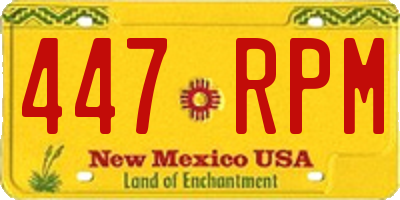 NM license plate 447RPM