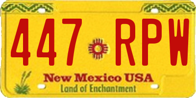 NM license plate 447RPW