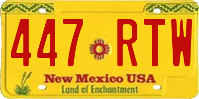 NM license plate 447RTW