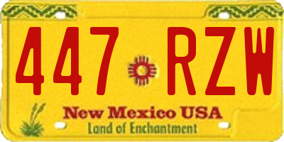 NM license plate 447RZW