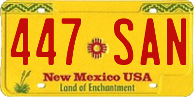 NM license plate 447SAN