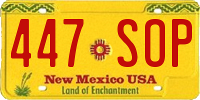 NM license plate 447SOP