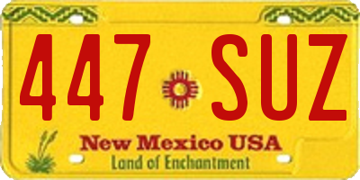 NM license plate 447SUZ