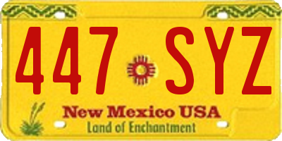 NM license plate 447SYZ