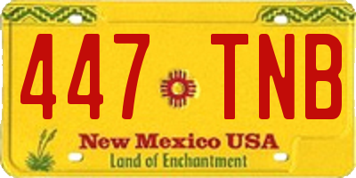 NM license plate 447TNB