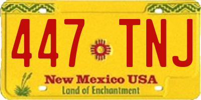 NM license plate 447TNJ