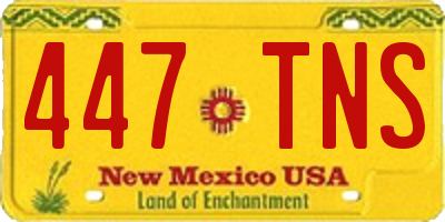 NM license plate 447TNS