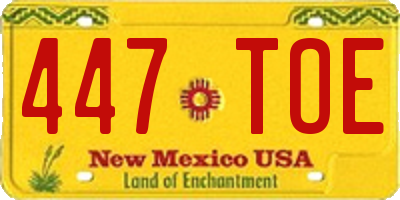 NM license plate 447TOE