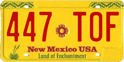 NM license plate 447TOF