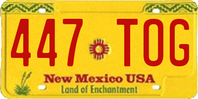 NM license plate 447TOG