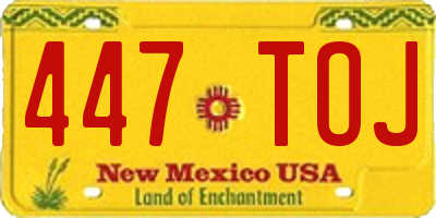 NM license plate 447TOJ