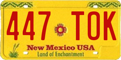 NM license plate 447TOK