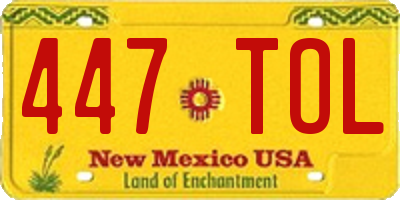 NM license plate 447TOL