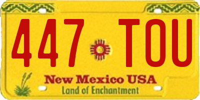 NM license plate 447TOU