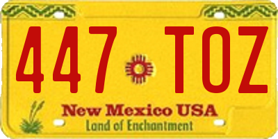 NM license plate 447TOZ