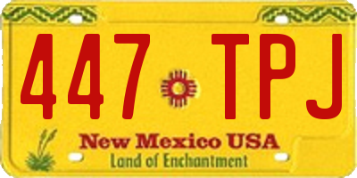 NM license plate 447TPJ