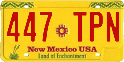 NM license plate 447TPN