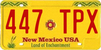 NM license plate 447TPX