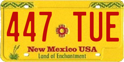 NM license plate 447TUE