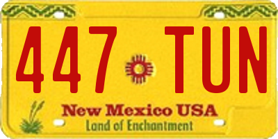 NM license plate 447TUN