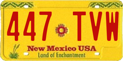 NM license plate 447TVW