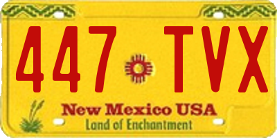 NM license plate 447TVX