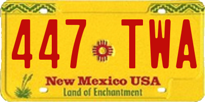 NM license plate 447TWA
