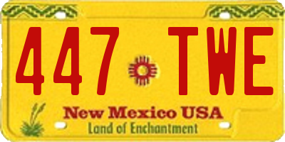 NM license plate 447TWE