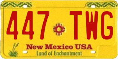 NM license plate 447TWG