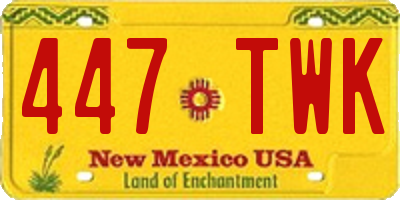 NM license plate 447TWK
