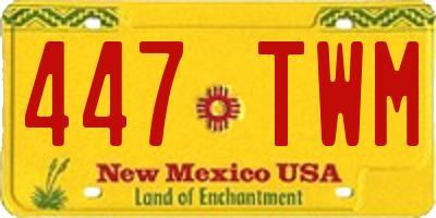 NM license plate 447TWM
