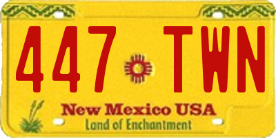 NM license plate 447TWN