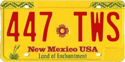 NM license plate 447TWS