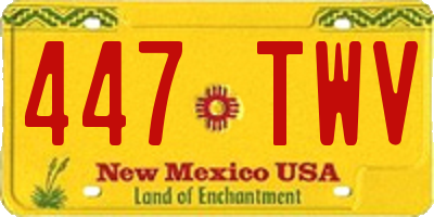 NM license plate 447TWV